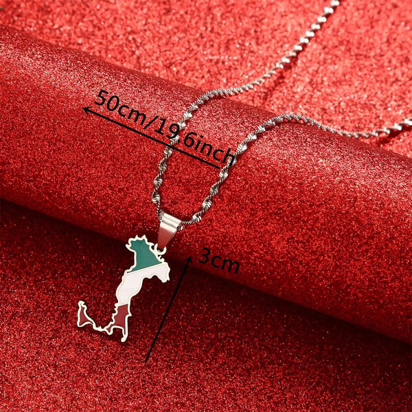 Italy Flag Map Necklace