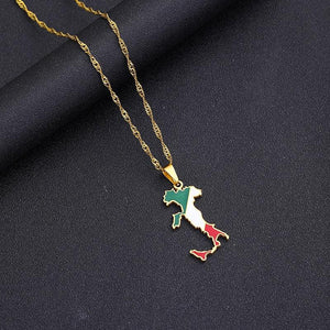 Italy Flag Map Necklace