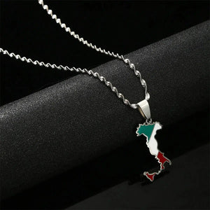 Italy Flag Map Necklace