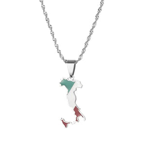 Italy Flag Map Necklace