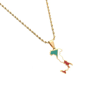 Italy Flag Map Necklace