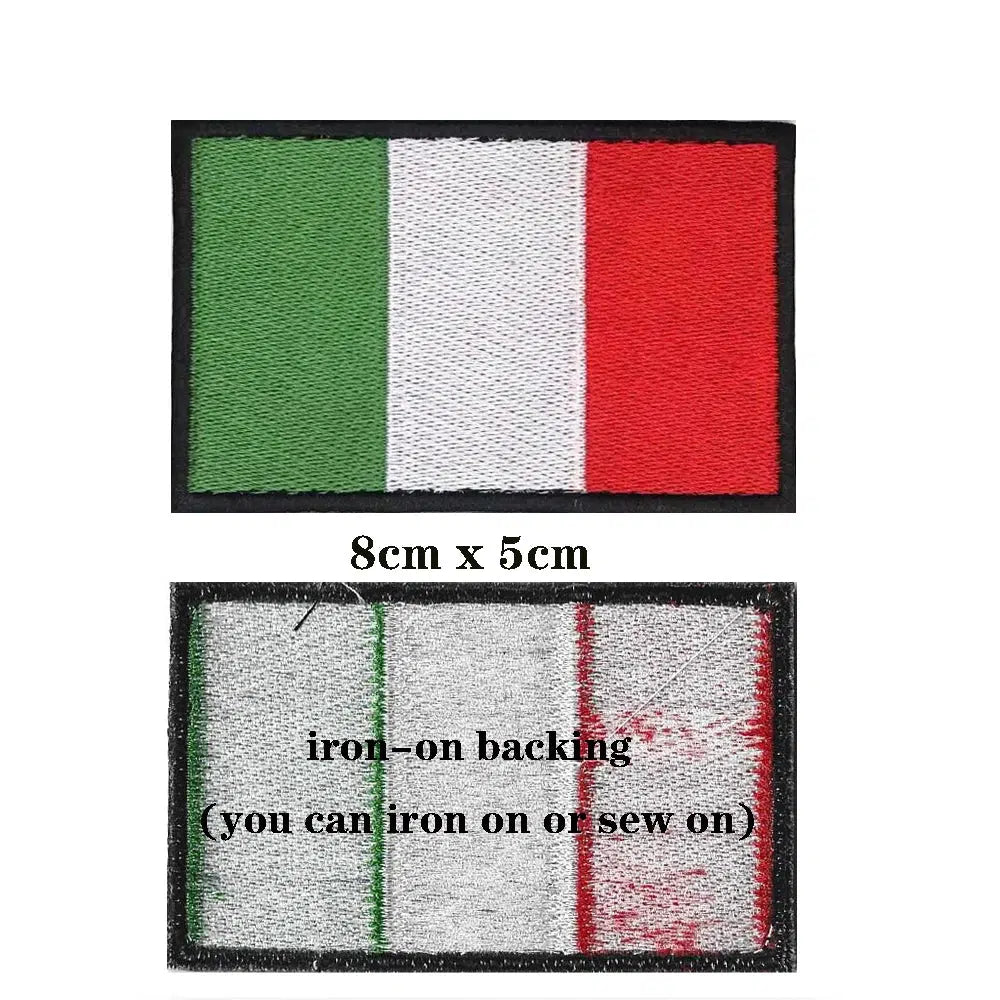 Italy Flag Patch - Iron On/Hook & Loop Patch