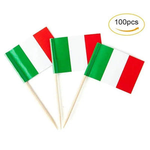 Italy Flag Toothpicks - Cupcake Toppers (100Pcs)