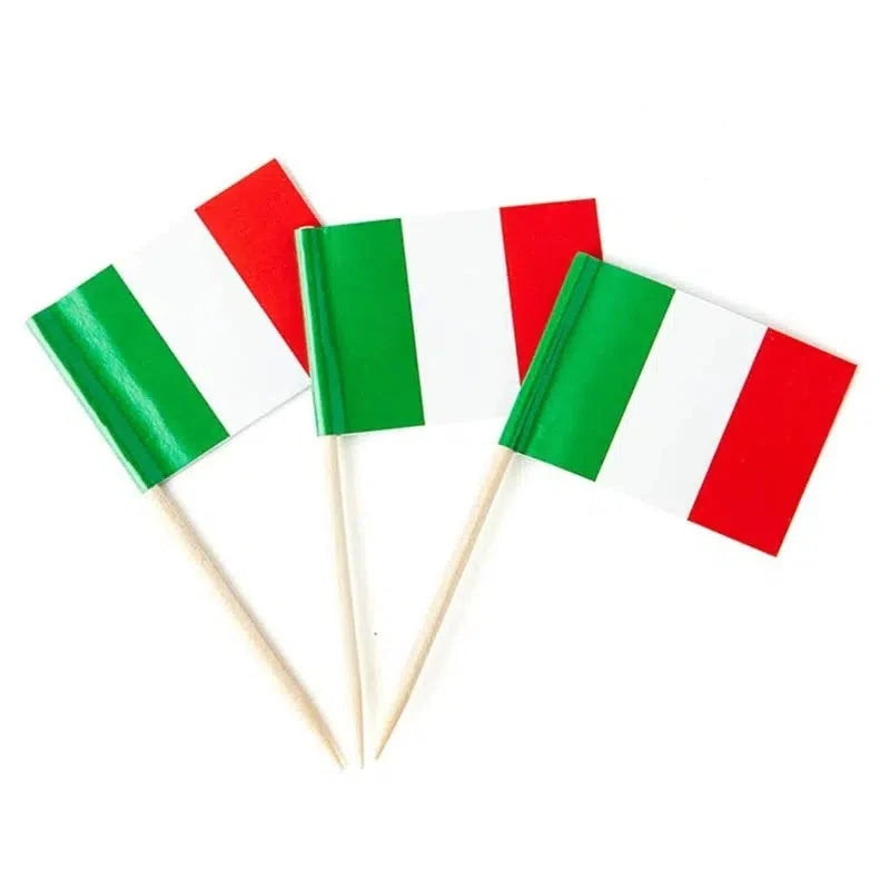 Italy Flag Toothpicks - Cupcake Toppers (100Pcs)