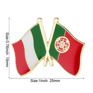 Italy Portugal Flag Lapel Pin - Enamel Pin Flag