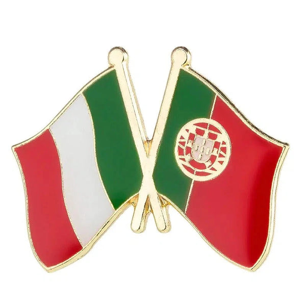 Italy Portugal Flag Lapel Pin - Enamel Pin Flag