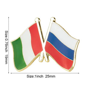 Italy Russia Flag Lapel Pin - Enamel Pin Flag