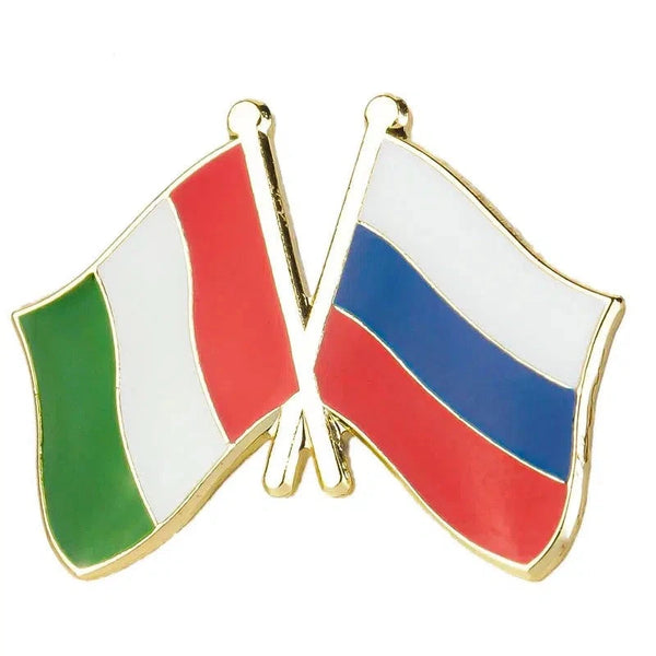 Italy Russia Flag Lapel Pin - Enamel Pin Flag
