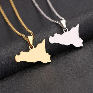 Italy Sicily Map Necklace