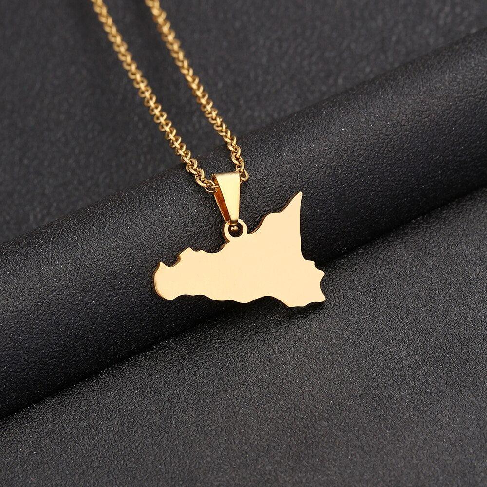 Italy Sicily Map Necklace