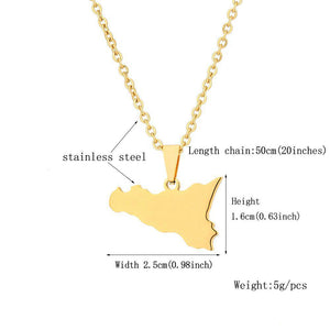 Italy Sicily Map Necklace