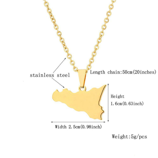 Italy Sicily Map Necklace