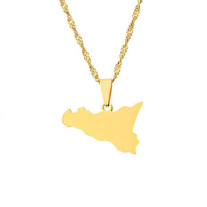 Italy Sicily Map Necklace