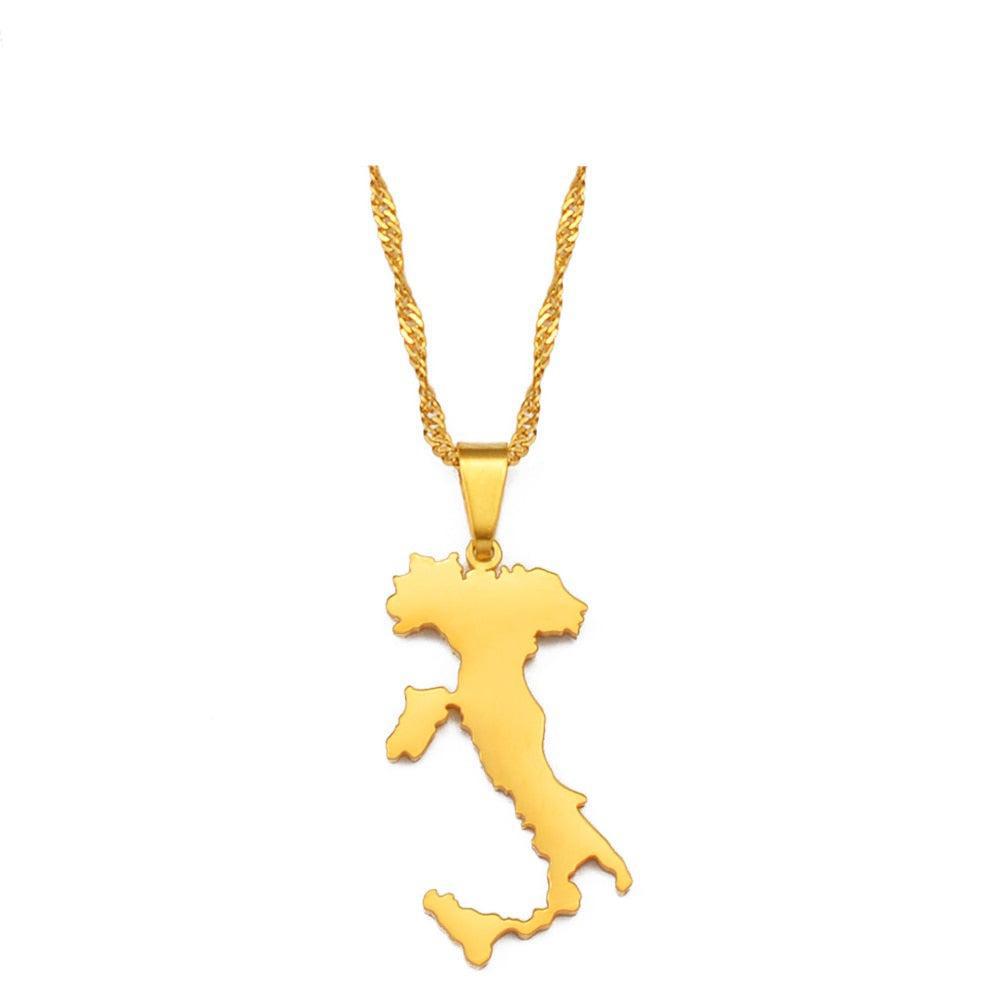 Italy Sicily & Sardinia Map Necklace