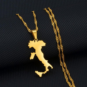 Italy Sicily & Sardinia Map Necklace