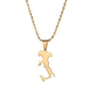 Italy Sicily & Sardinia Map Necklace