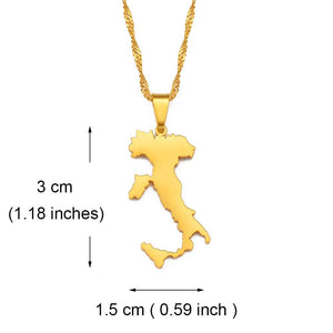 Italy Sicily & Sardinia Map Necklace