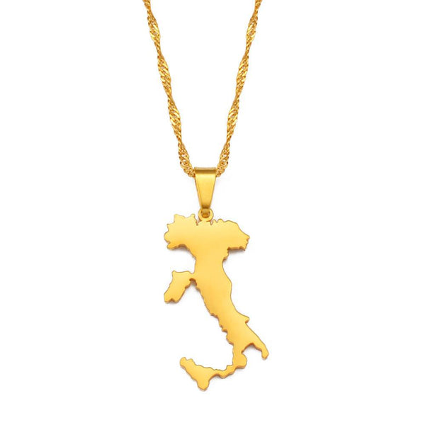 Italy Sicily & Sardinia Map Necklace