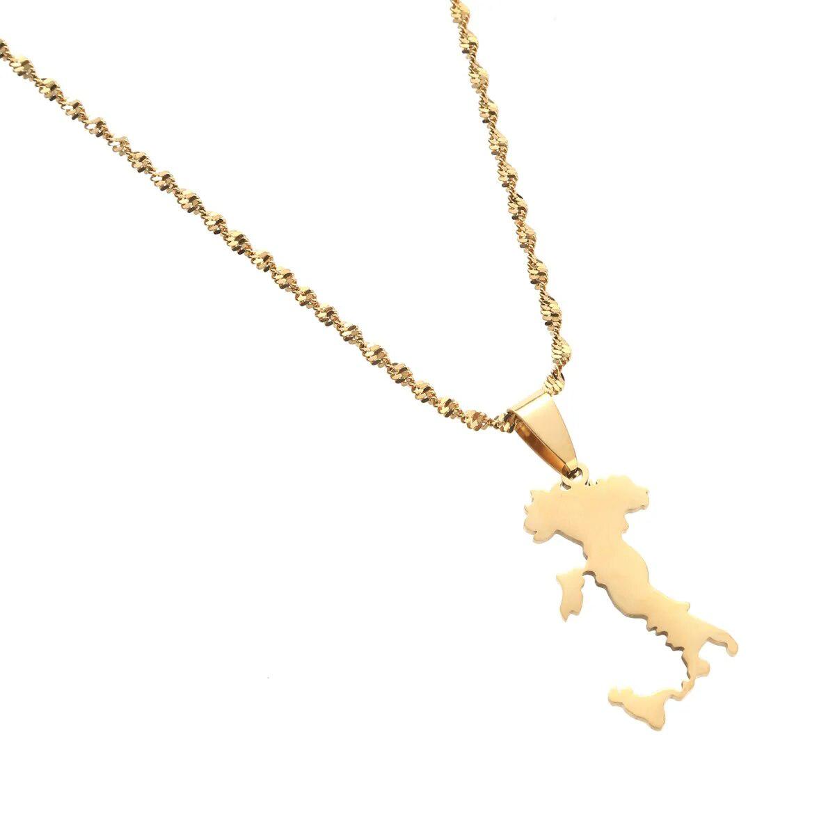 Italy Sicily & Sardinia Map Necklace