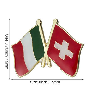 Italy Switzerland Flag Lapel Pin - Enamel Pin Flag
