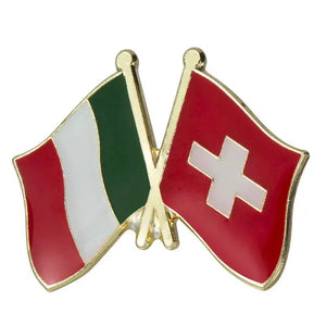 Italy Switzerland Flag Lapel Pin - Enamel Pin Flag