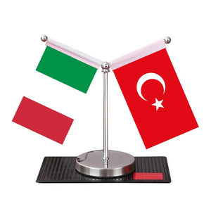 Italy Turkey Desk Flag - Custom Table Flags (Mini)