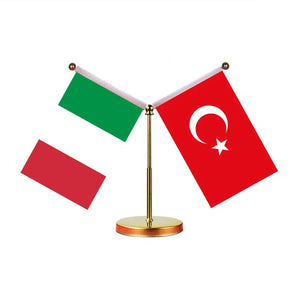 Italy Turkey Desk Flag - Custom Table Flags (Mini)