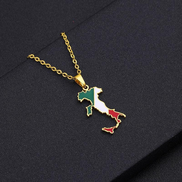 Italy Flag Map Necklace