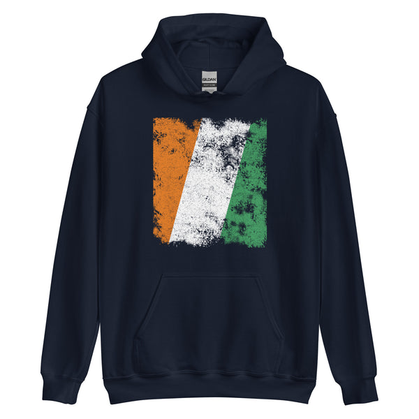 Ivory Coast Flag - Distressed Flag Hoodie