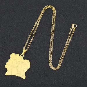 Ivory Coast Map Necklace