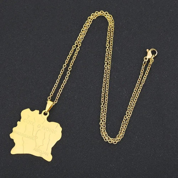 Ivory Coast Map Necklace