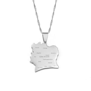 Ivory Coast Map Necklace