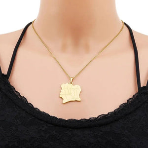Ivory Coast Map Necklace