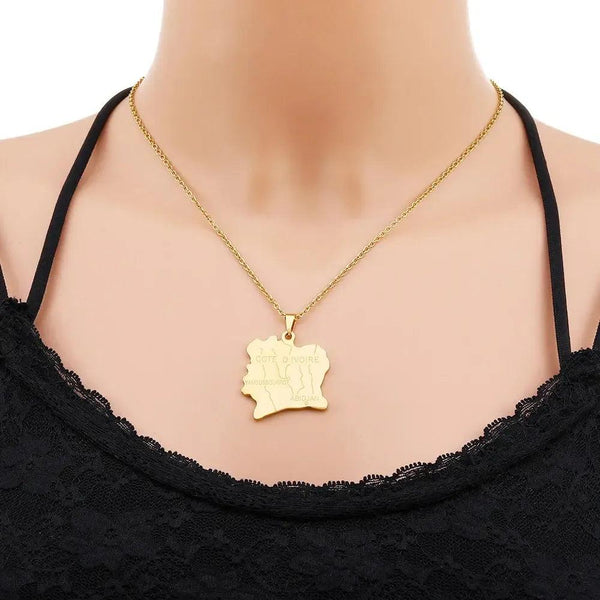 Ivory Coast Map Necklace