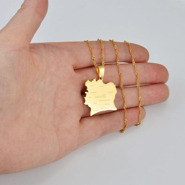 Ivory Coast Map Necklace