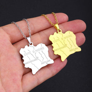 Ivory Coast Map Necklace