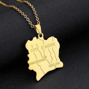 Ivory Coast Map Necklace