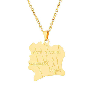 Ivory Coast Map Necklace