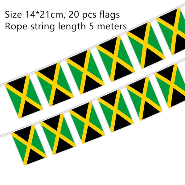 Jamaica Flag Bunting Banner - 20Pcs
