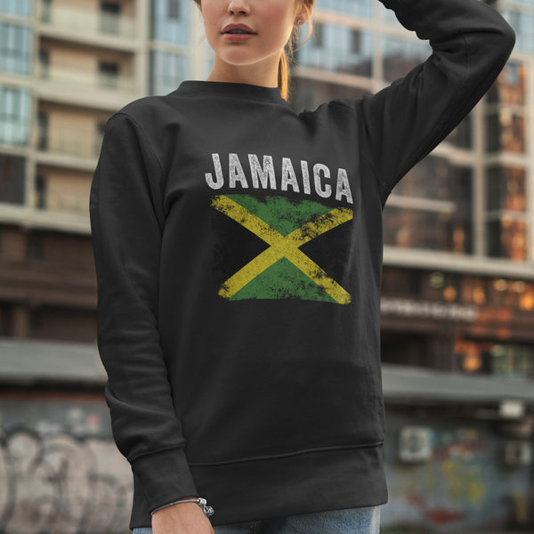 Jamaica Flag Distressed - Jamaican Flag Sweatshirt