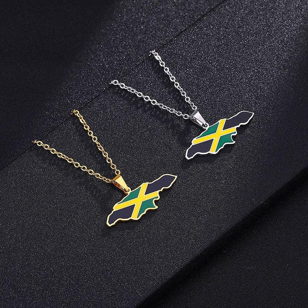 Jamaica Flag Map Necklace