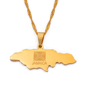 Jamaica Flag Map Necklace