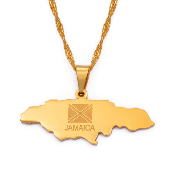 Jamaica Flag Map Necklace