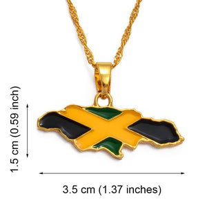 Jamaica Flag Map Necklace