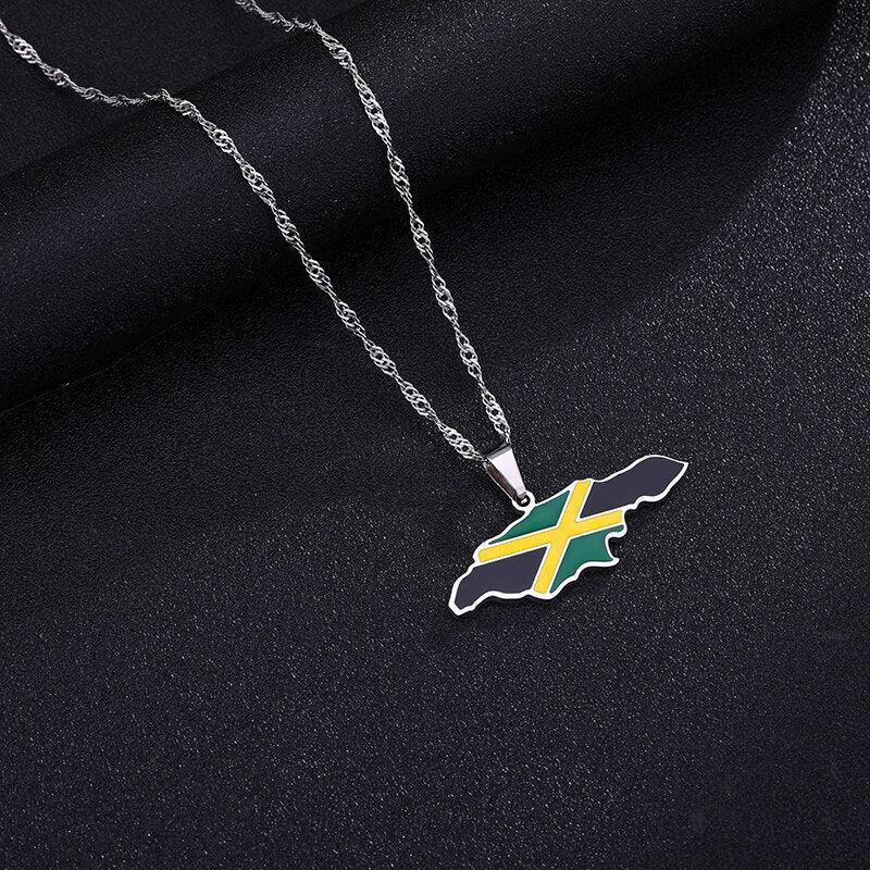 Jamaica Flag Map Necklace