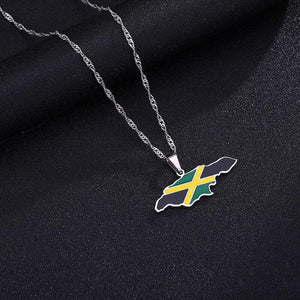 Jamaica Flag Map Necklace