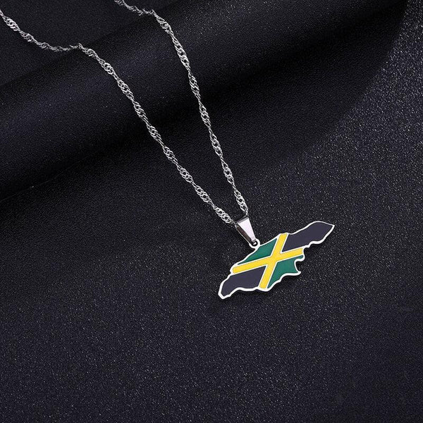 Jamaica Flag Map Necklace