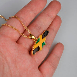 Jamaica Flag Map Necklace