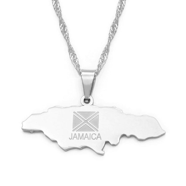 Jamaica Flag Map Necklace