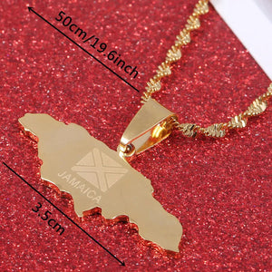 Jamaica Flag Map Necklace